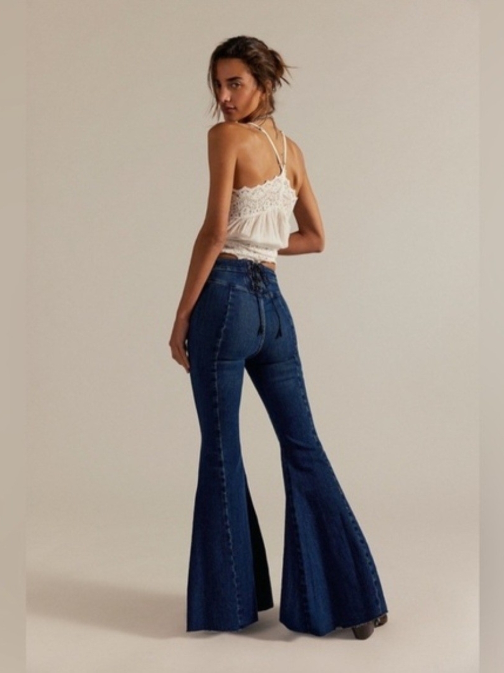 Free People We The Free Jeans - High-Rise Dark Blue Flare Jeans